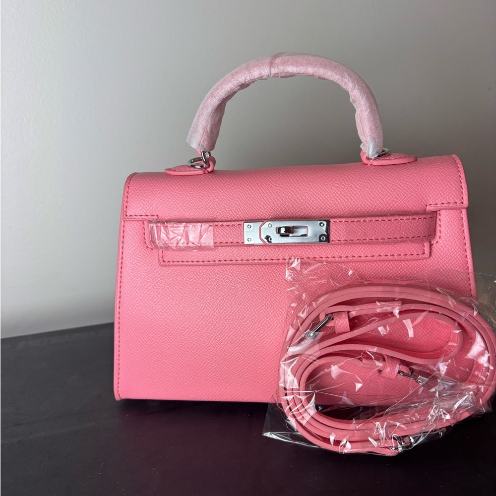 Pink leather crossbody